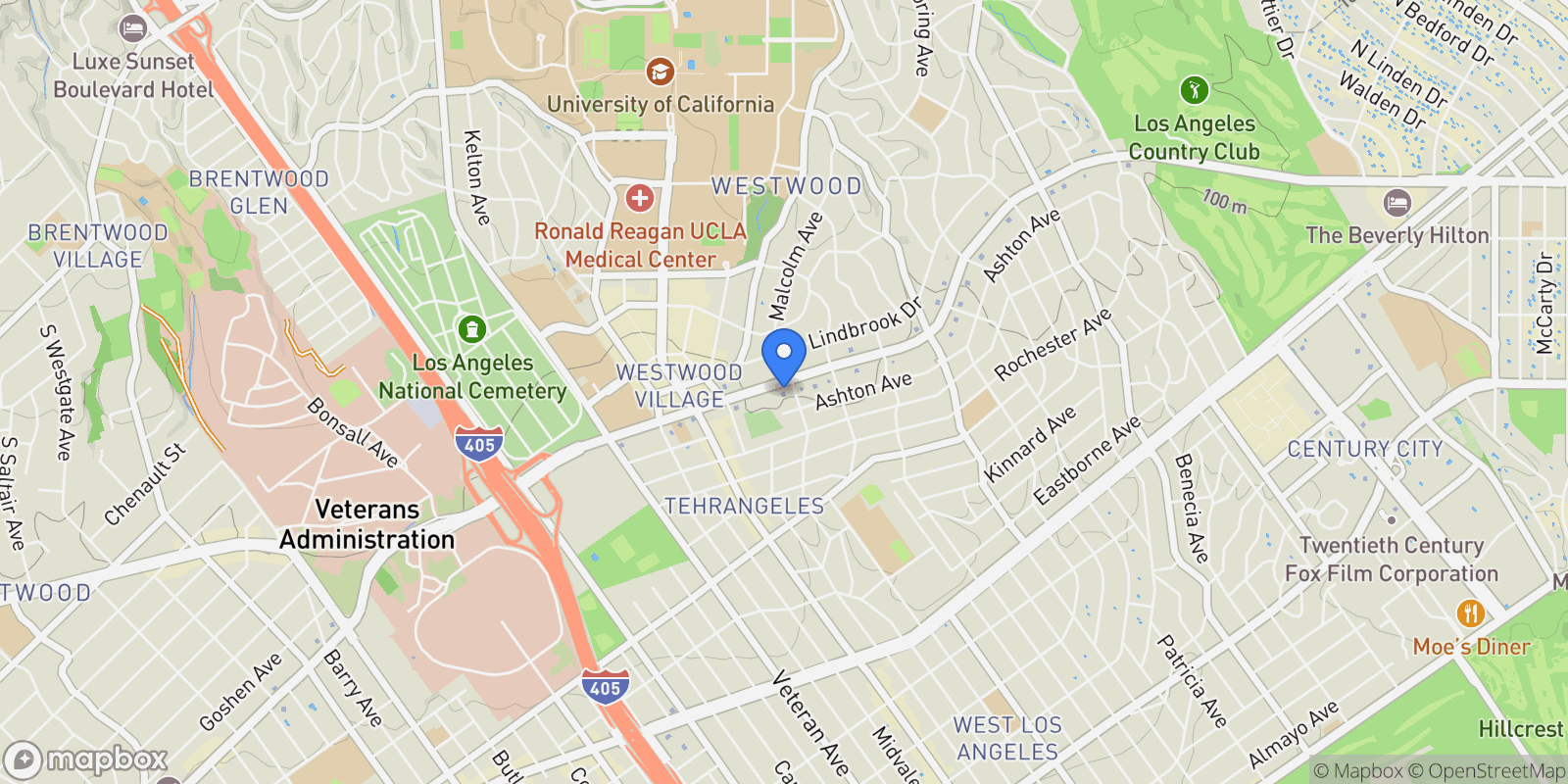 Map showing 10800 Wilshire Boulevard 502, Los Angeles, California, United States.