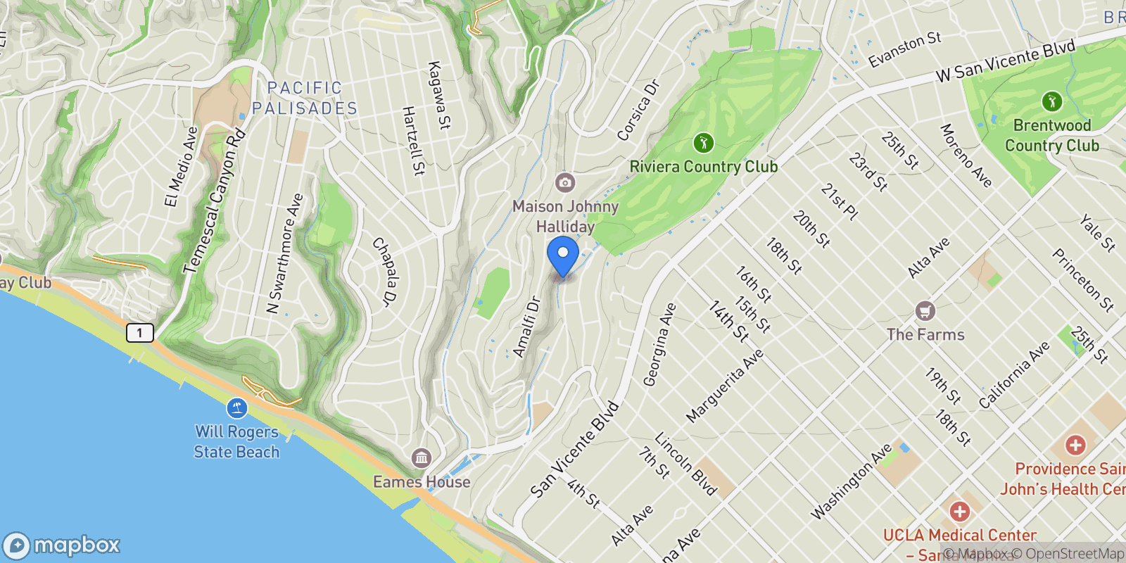 Map showing 659 E Channel Road, Santa Monica, California, United States.