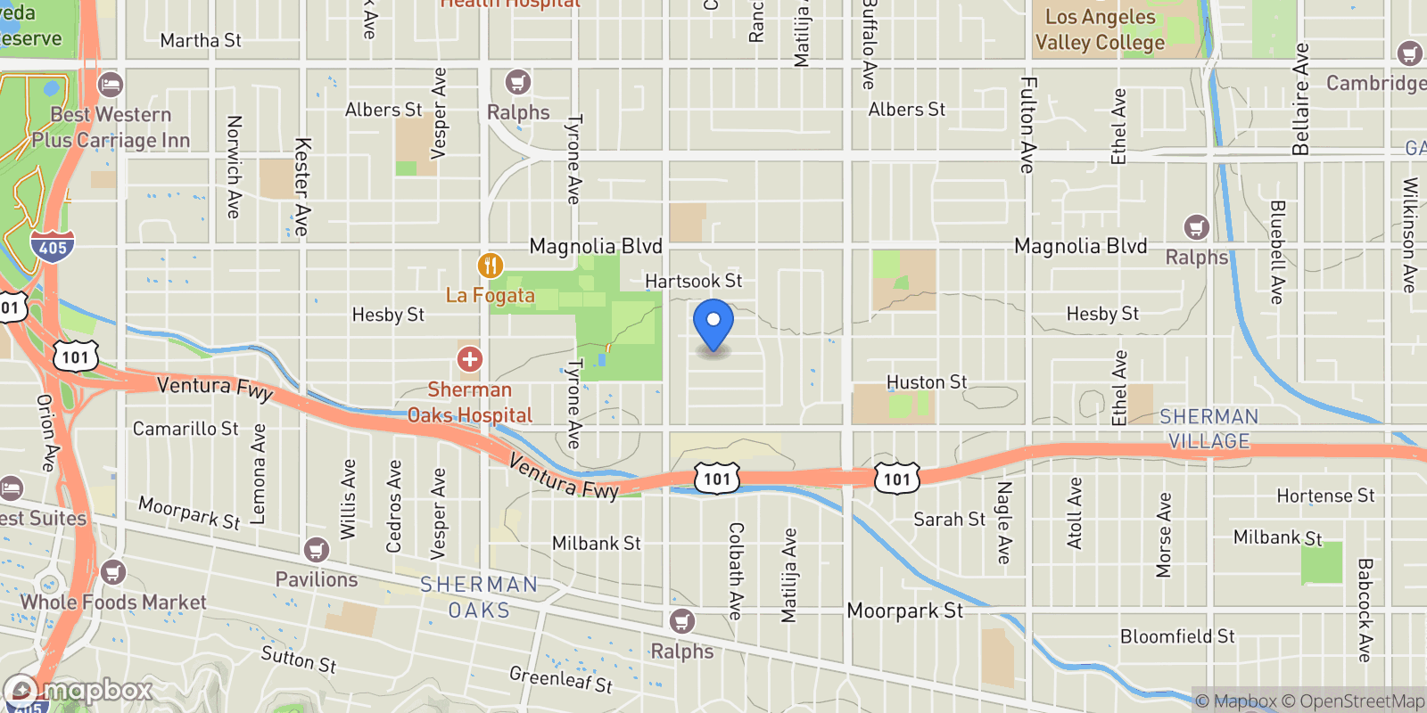 Map showing 14000 Morrison Street, Los Angeles, California, United States.