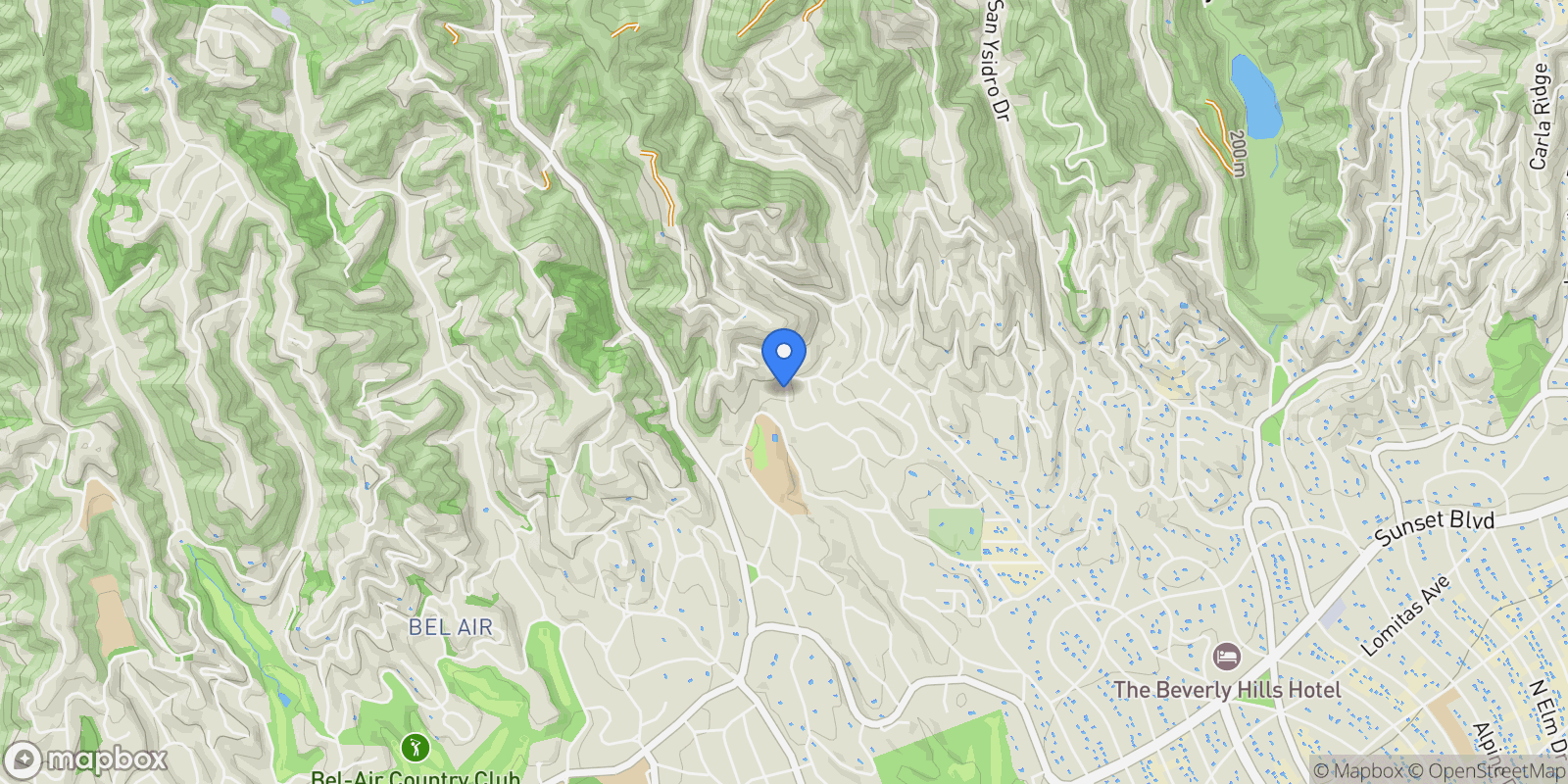 Map showing 1185 Angelo Drive, Beverly Hills, California, United States.