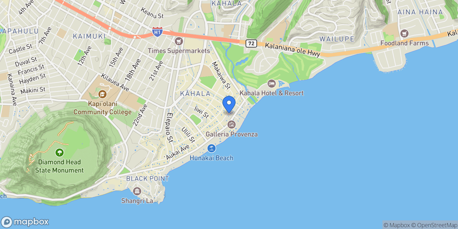 Map showing 4745 Aukai Avenue, Honolulu, HI 96816, Honolulu, Hawaii, United States.
