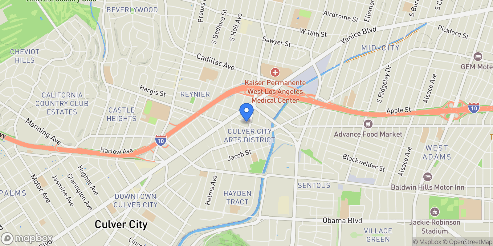 Map showing 8512 Hargis Street, Los Angeles, California, United States.
