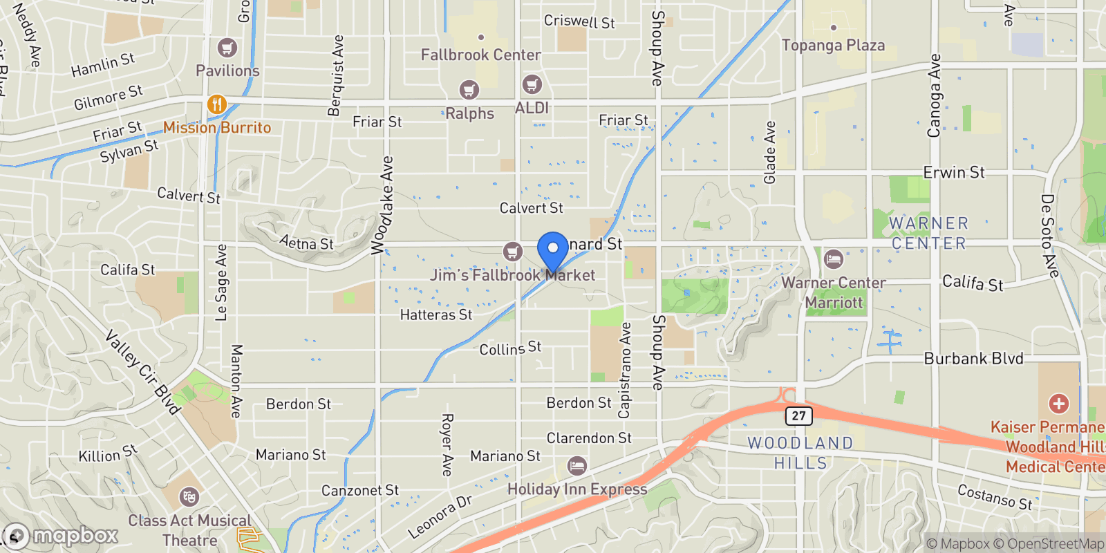 Map showing 22623 Califa Street, Los Angeles, California, United States.