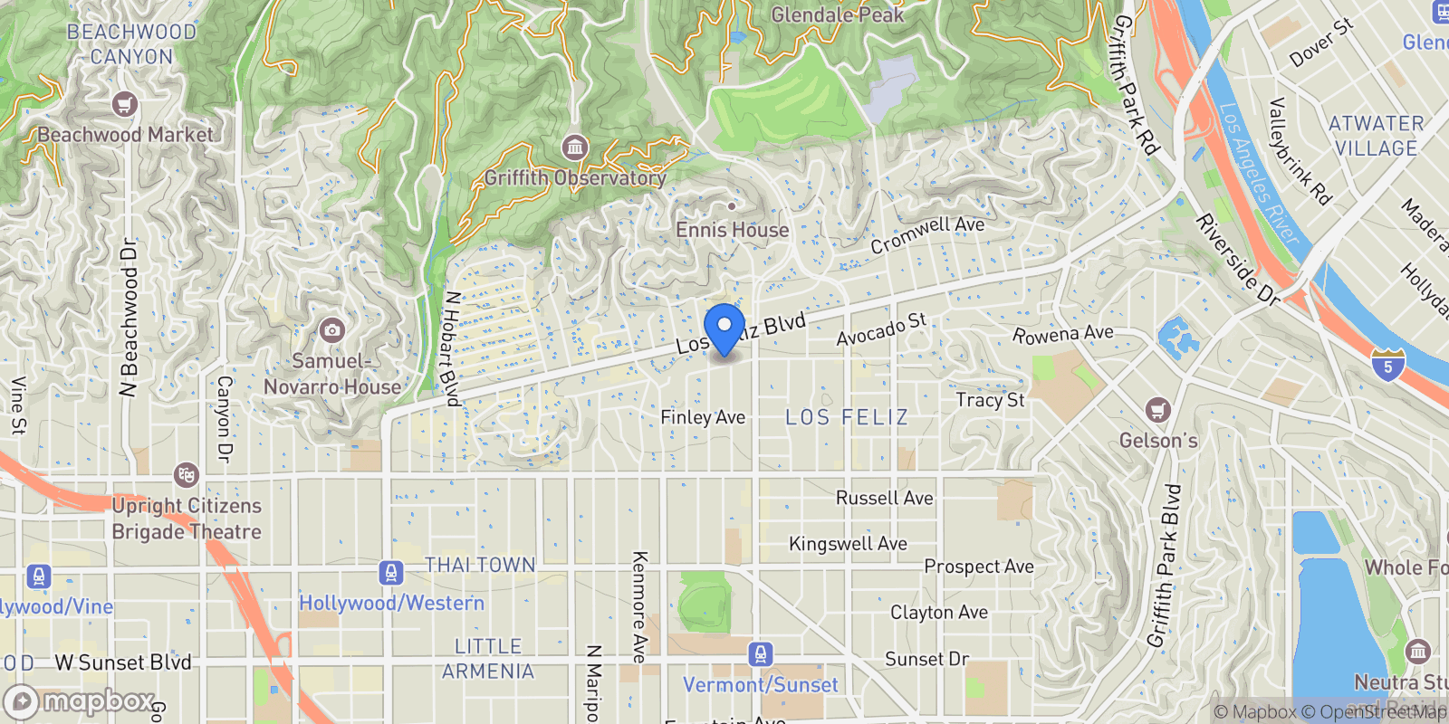 Map showing 4747 Ambrose Avenue, Los Angeles, California, United States.