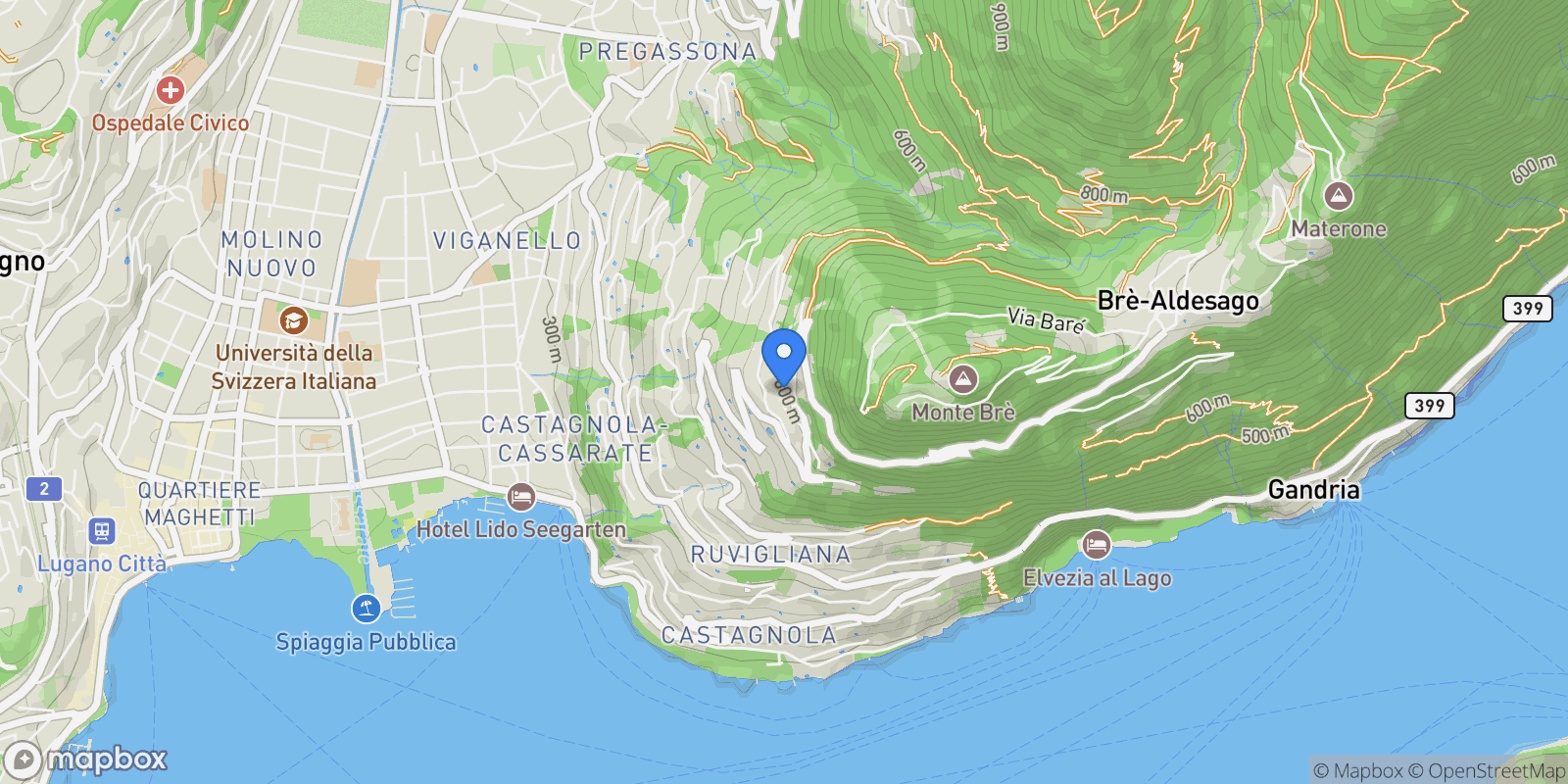 Map showing Via Rava, Lugano, Ticino, Switzerland.