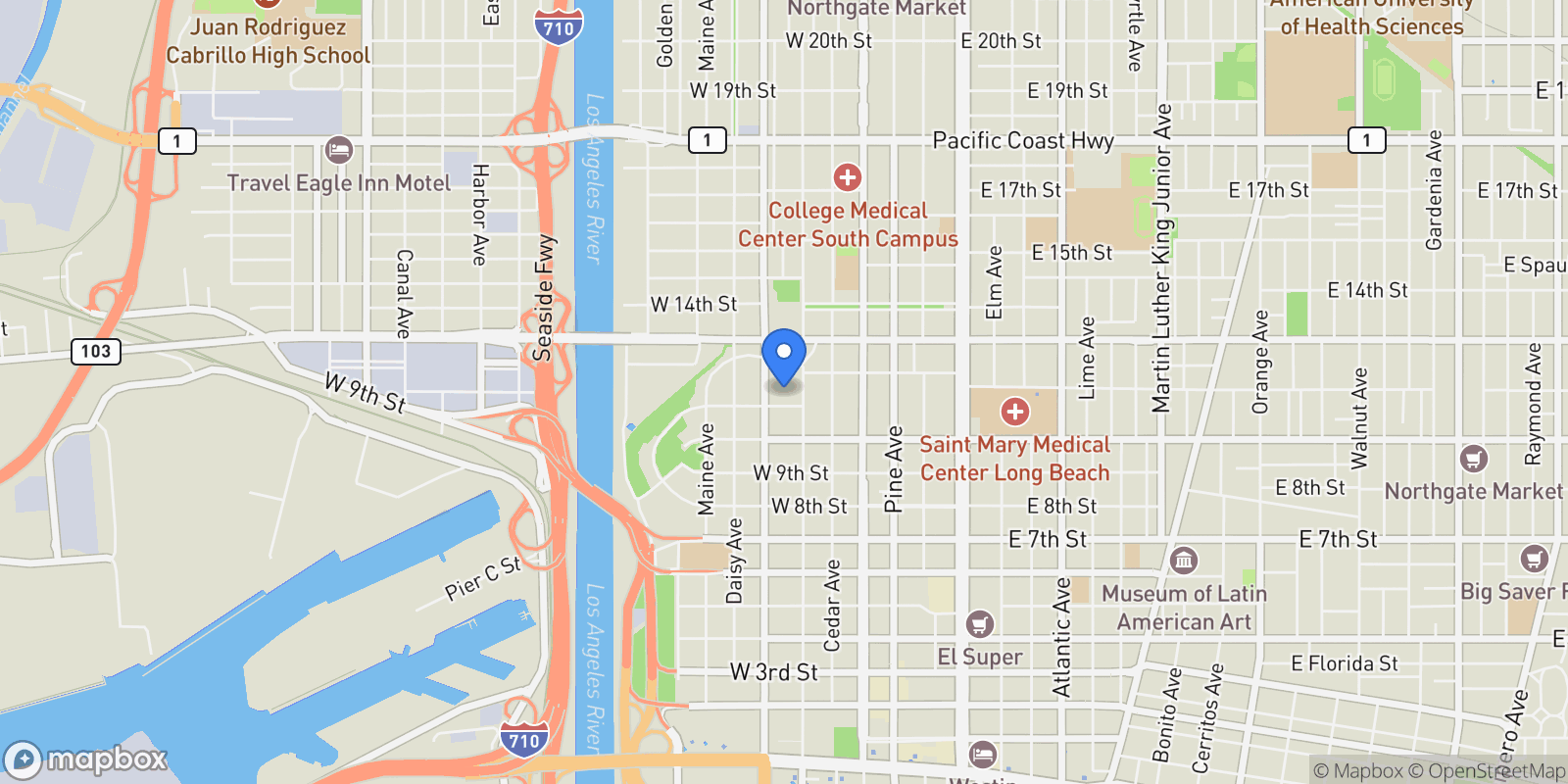 Map showing 435 W 11th Street, Signal Hill, California, United States.