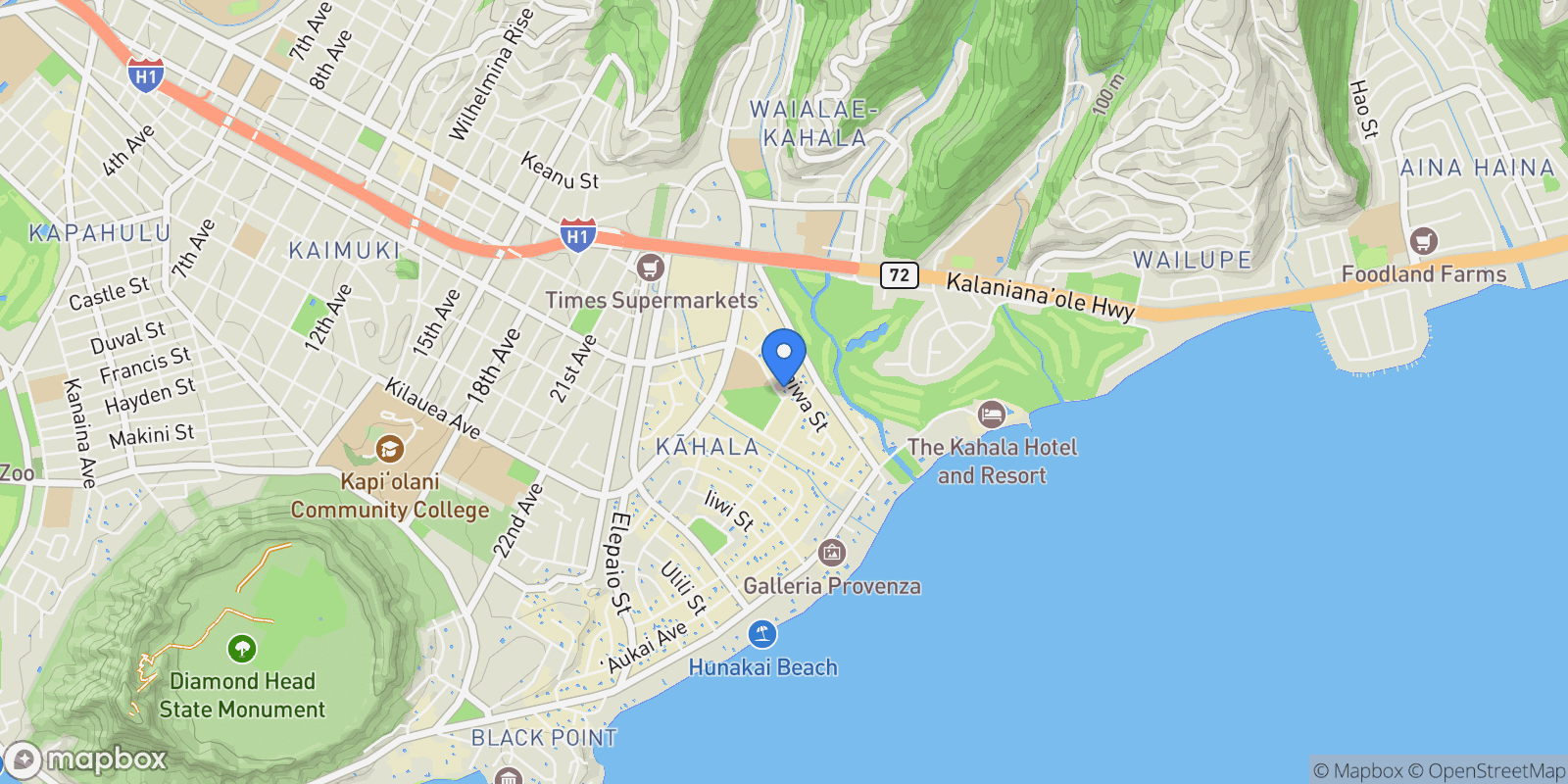 Map showing 4498 Pahoa Avenue, Honolulu, HI 96816, Honolulu, Hawaii, United States.