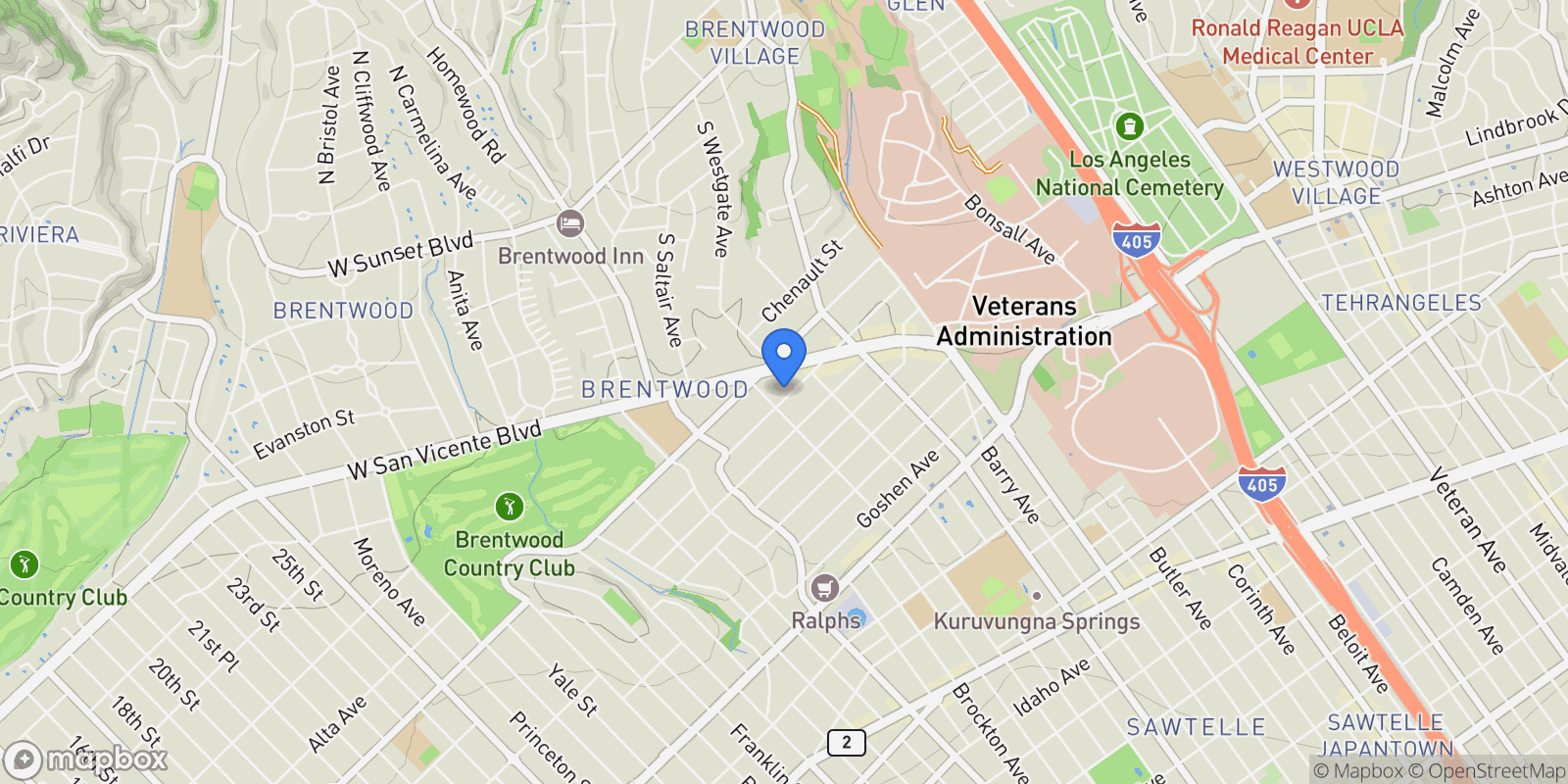 Map showing 11847 Gorham Avenue 302, Los Angeles, California, United States.