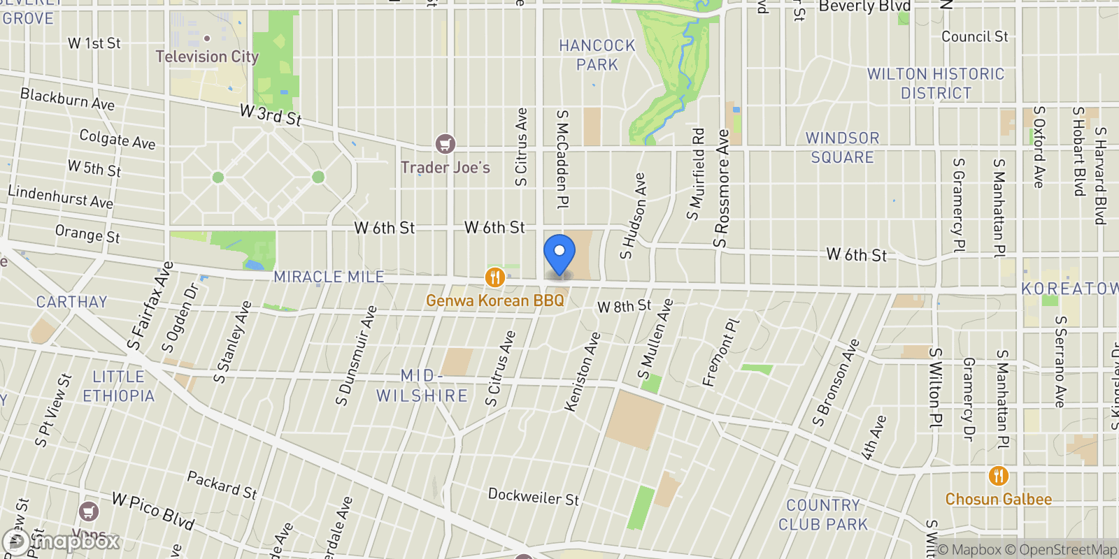 Map showing 4925 Wilshire Boulevard 103, Los Angeles, California, United States.