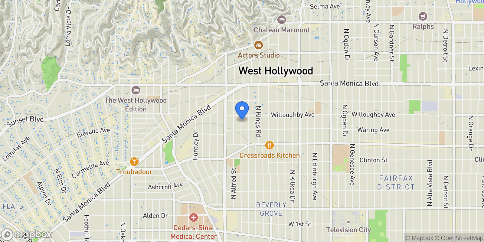 Map showing 840 N Croft Avenue 301, Los Angeles, California, United States.