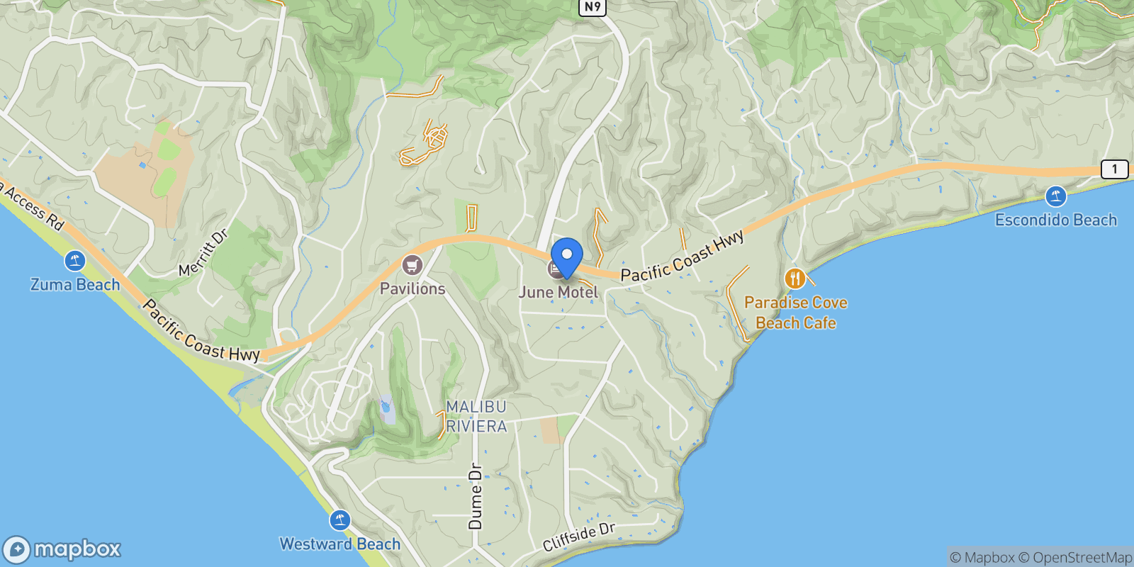Map showing 28869 Selfridge Drive, Malibu, California, United States.