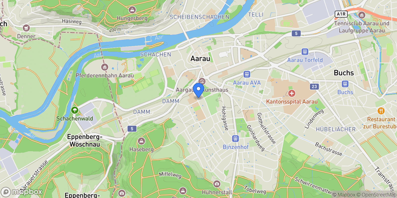Map showing Aarau, Aargau, Switzerland.
