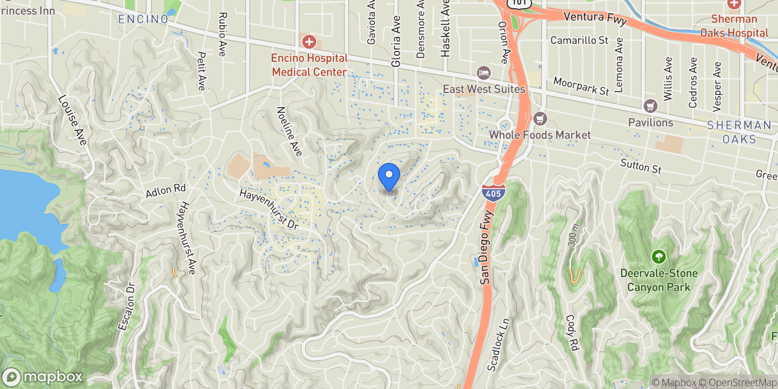 Map showing 15901 High Knoll Road, Los Angeles, California, United States.