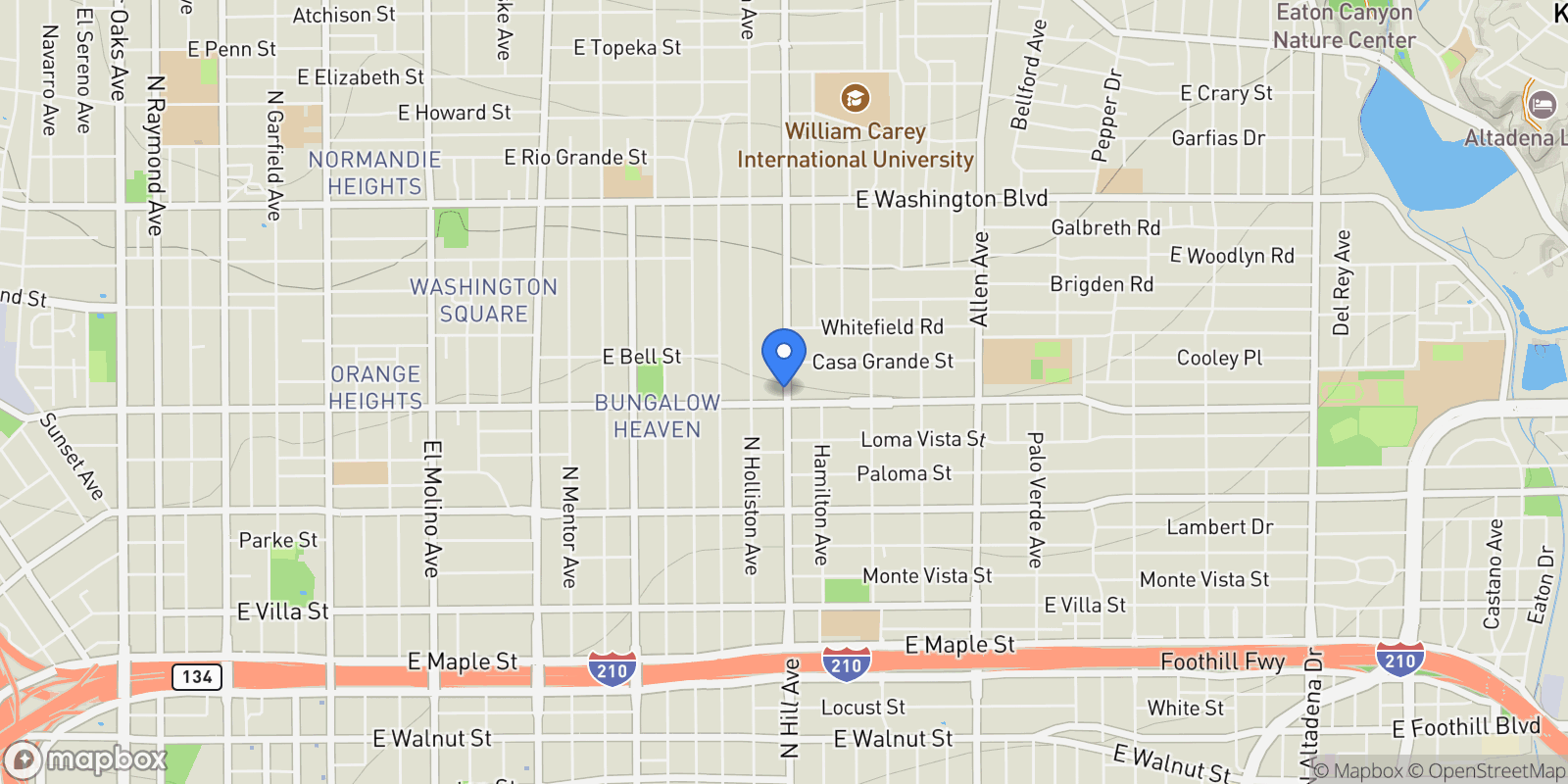 Map showing 929 Hilldale, Altadena, California, United States.