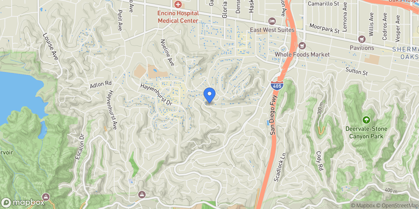 Map showing 4009 Valley Meadow Road, Los Angeles, California, United States.