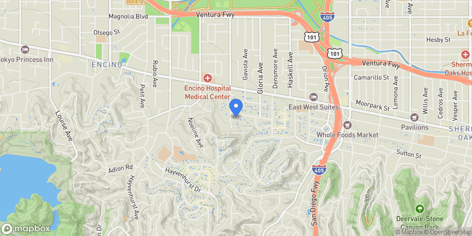 Map showing 16032 VALLEY VISTA Boulevard, Los Angeles, California, United States.