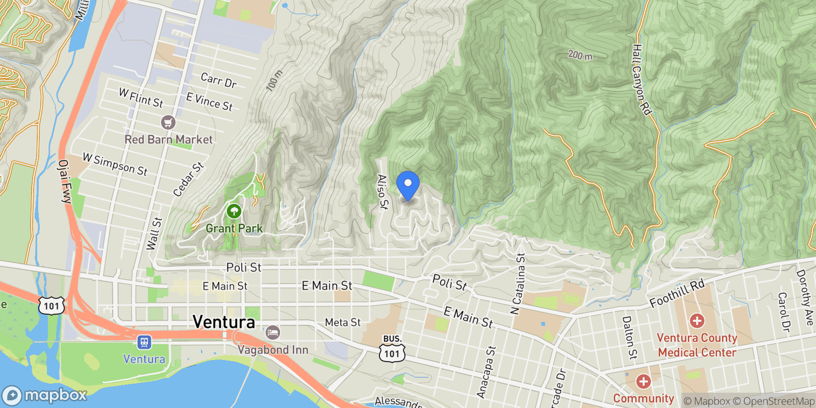 Map showing 440 Mariposa Drive, Ventura, California, United States.