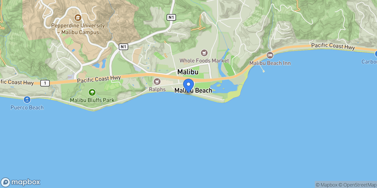 Map showing 23614 Malibu Colony Road, Malibu, California, United States.