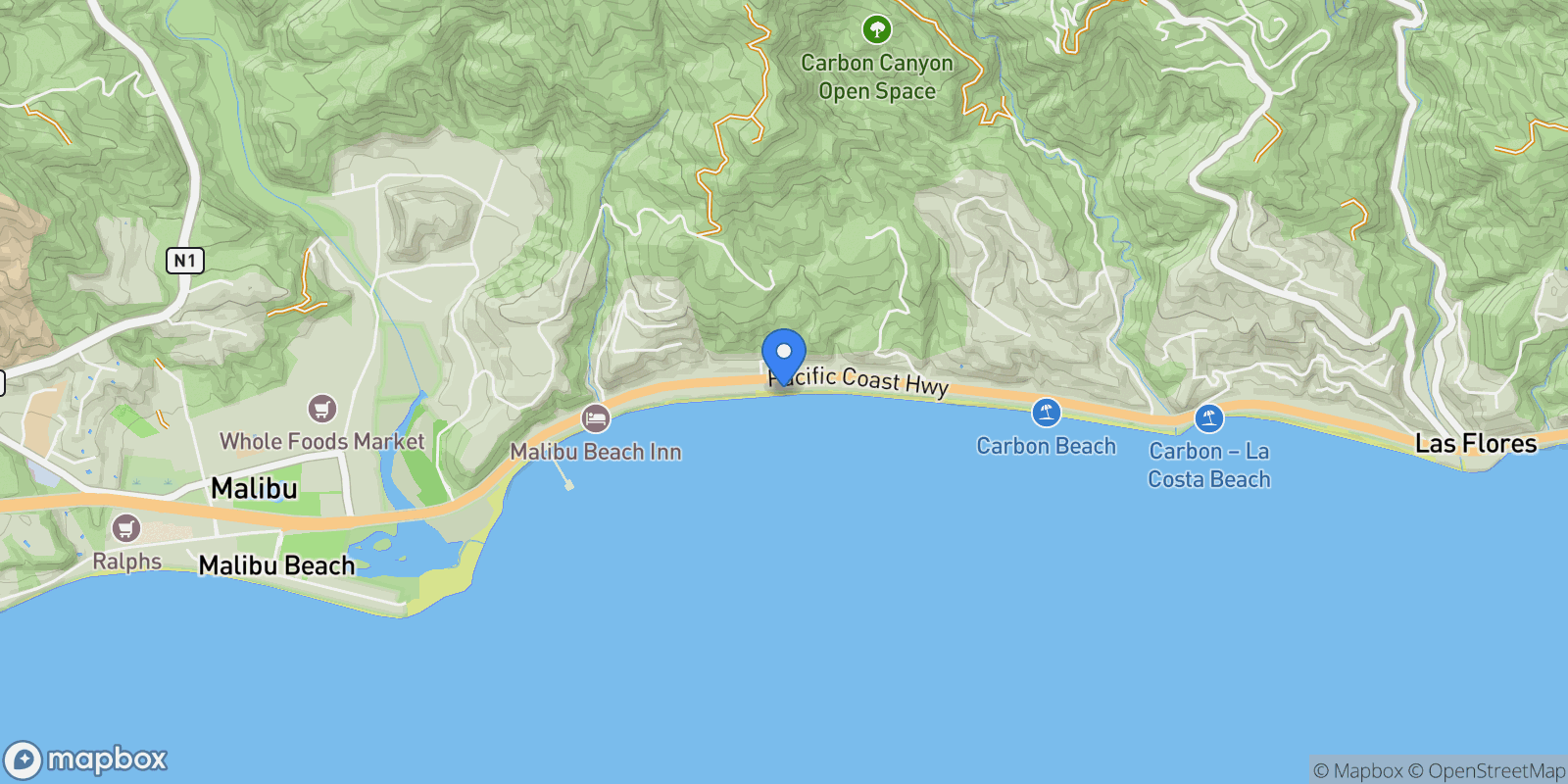 Map showing 22548 Pacific Coast Highway 214, Malibu, California, United States.