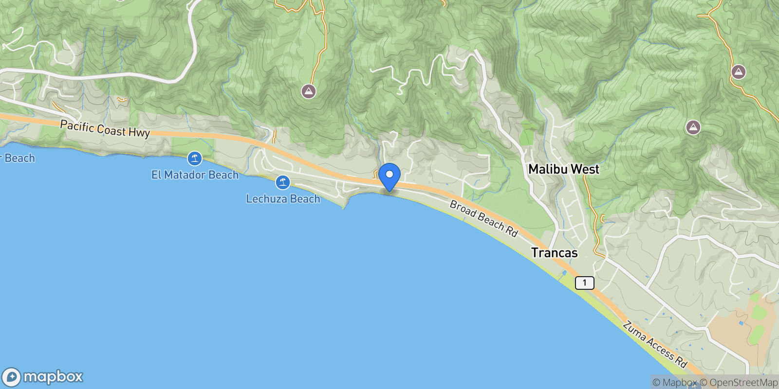 Map showing 31388 Broad Beach Road, Malibu, California, United States.