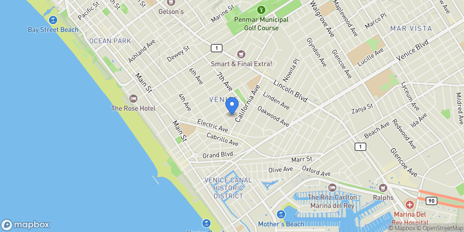Map showing 633 Santa Clara Avenue, Los Angeles, California, United States.