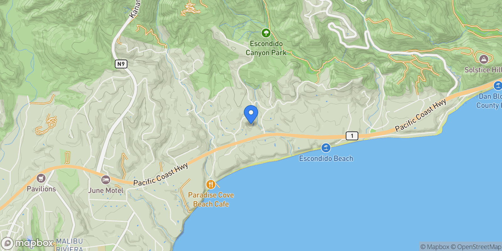 Map showing 27860 Winding Way, Malibu, California, United States.