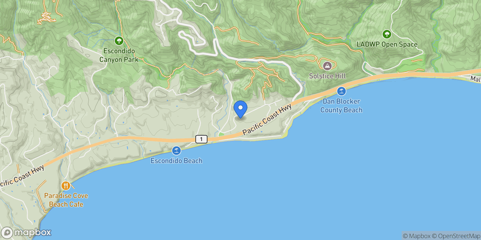 Map showing 27044 Sea Vista Drive, Malibu, California, United States.