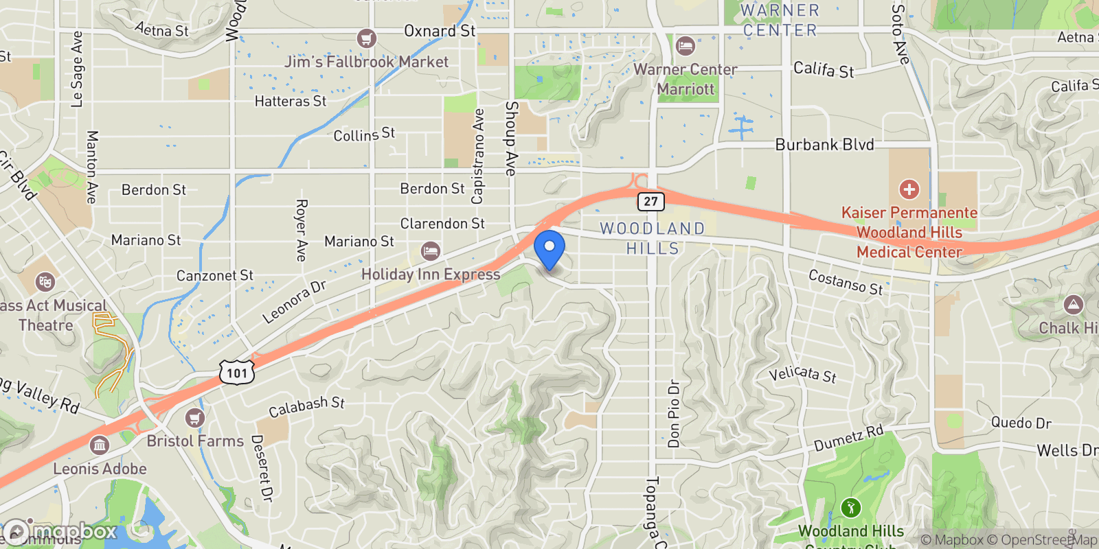 Map showing 22269 Avenue San Luis, Los Angeles, California, United States.