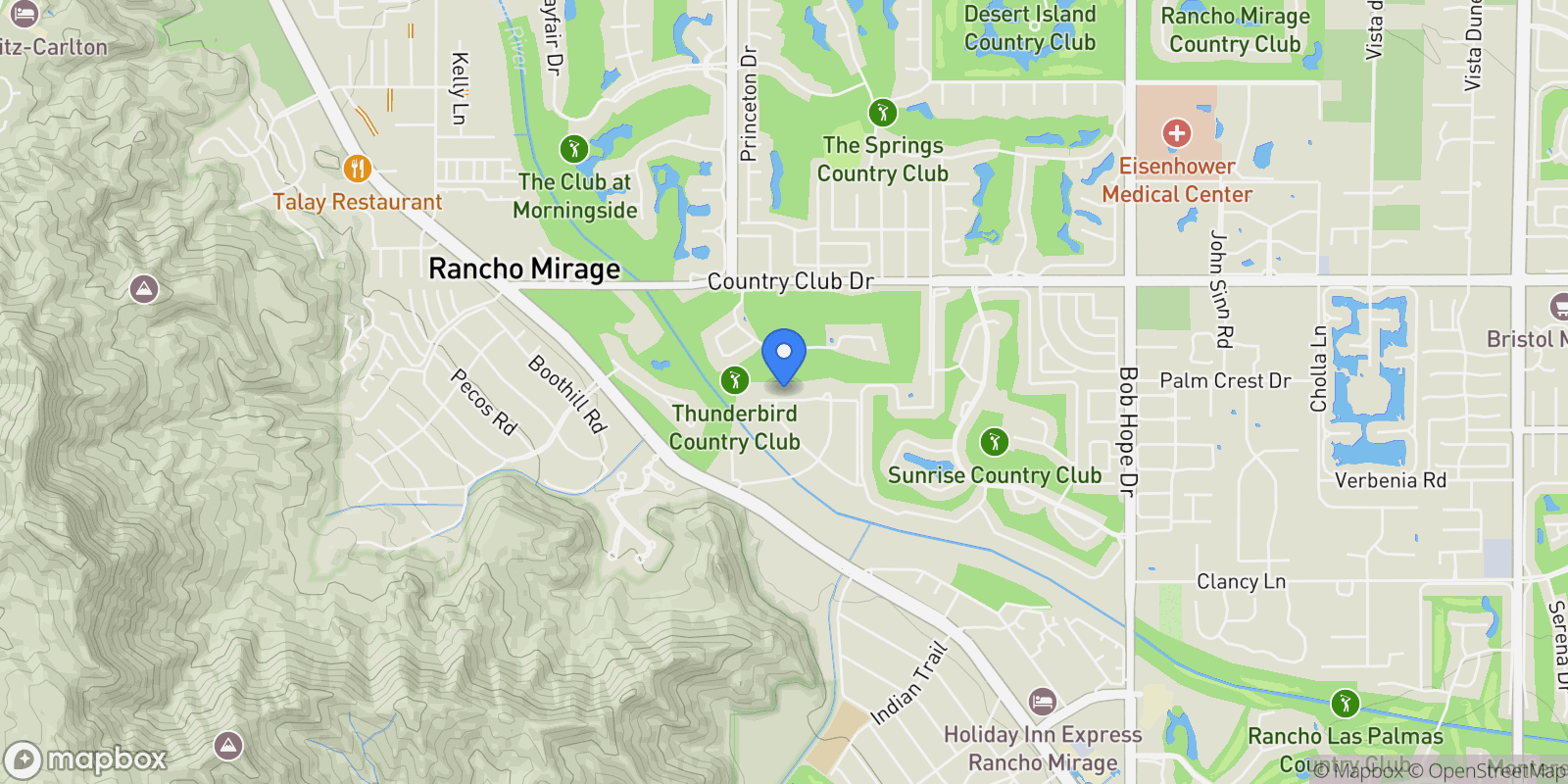 Map showing 71150 N Thunderbird Terrace, Rancho Mirage, California, United States.