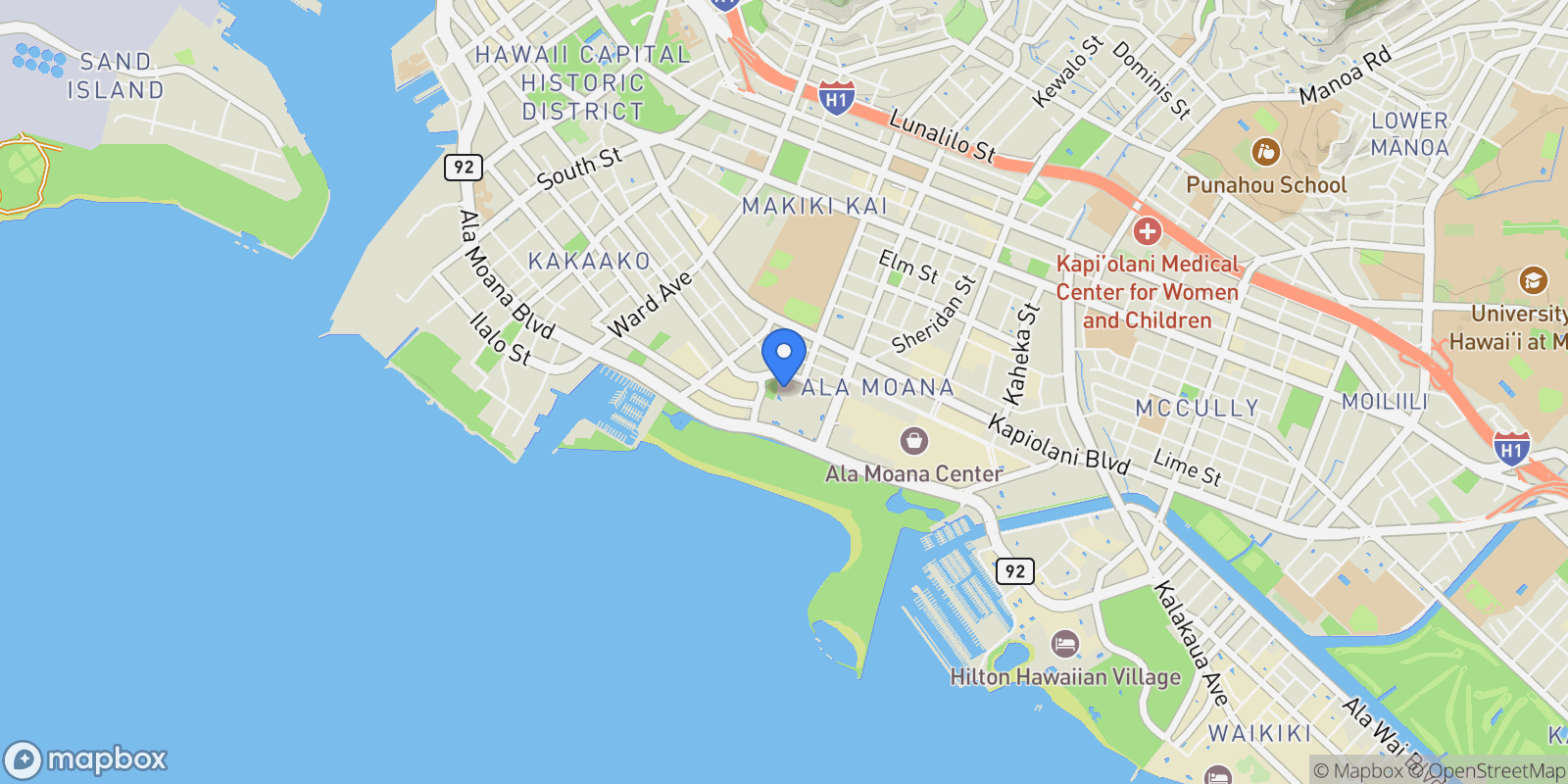 Map showing 1177 Queen Street Unit 4610, Honolulu, HI 96814, Honolulu, Hawaii, United States.