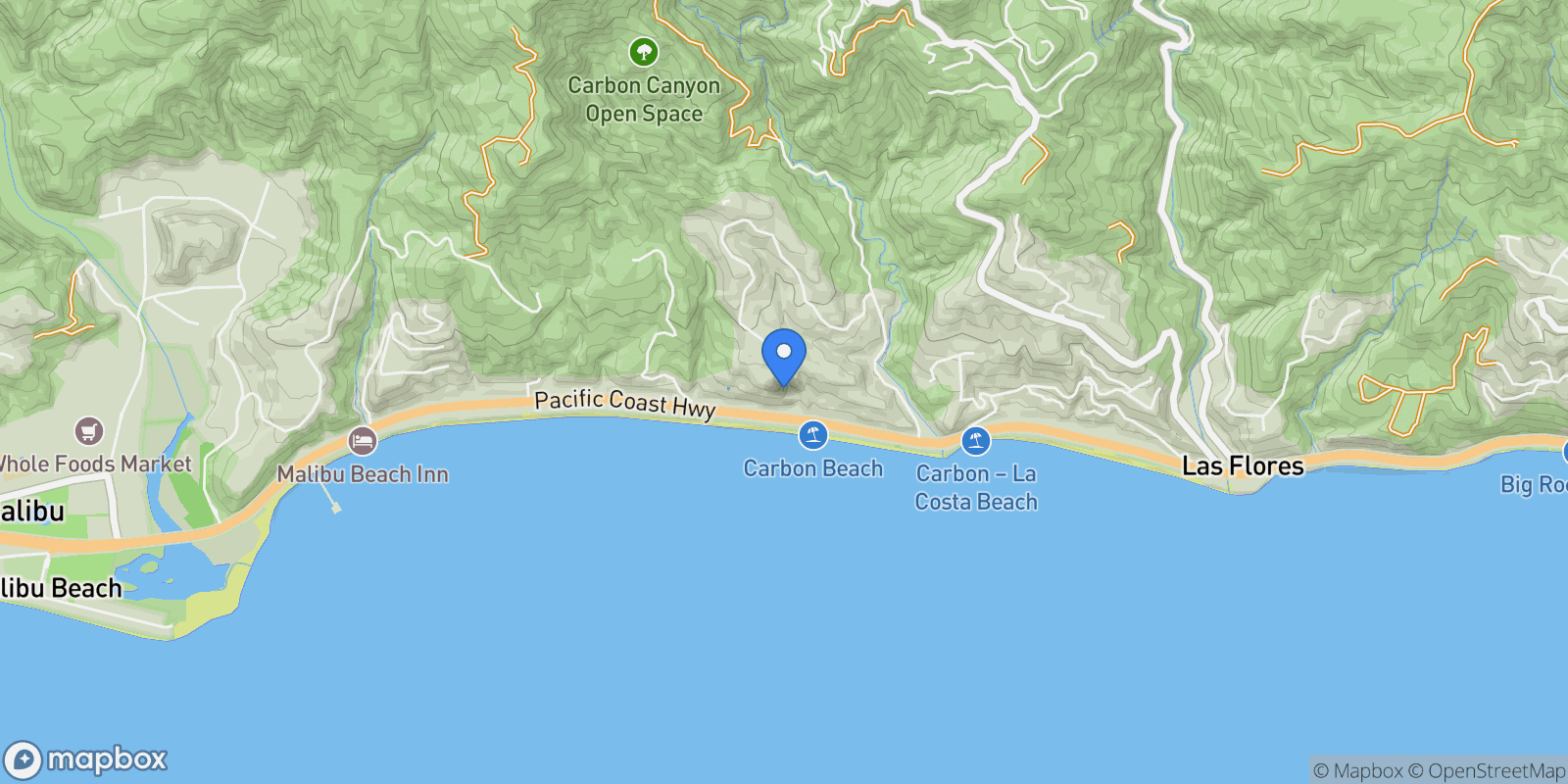Map showing 22065 Pacific Coast Highway 7, Malibu, California, United States.