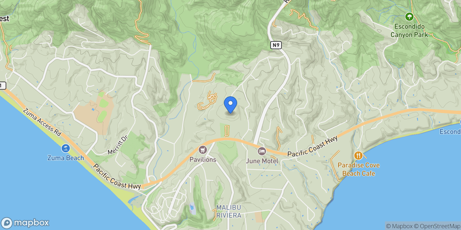 Map showing 6375 Gayton Place, Malibu, California, United States.
