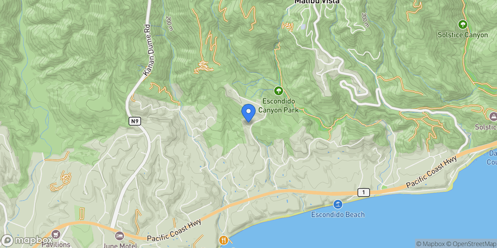 Map showing 6093 Murphy Way, Malibu, California, United States.