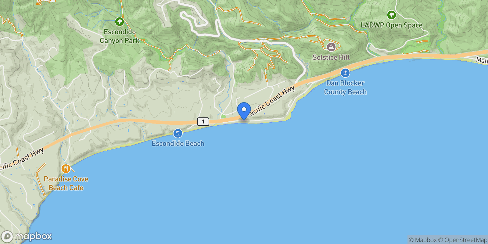 Map showing 27044 Malibu Cove Colony Drive, Malibu, California, United States.