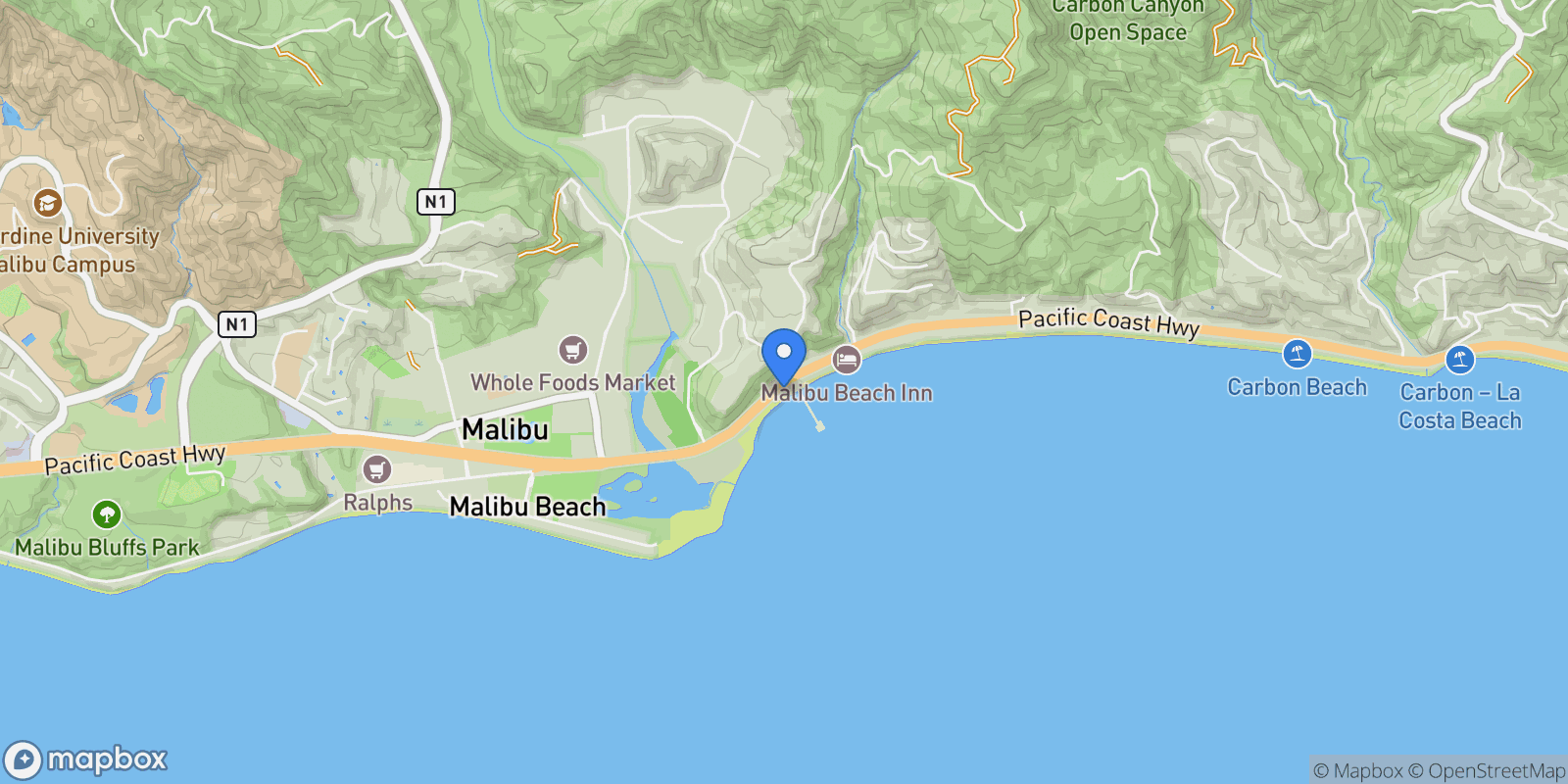 Map showing 23018 Pacific Coast Highway, Malibu, California, United States.