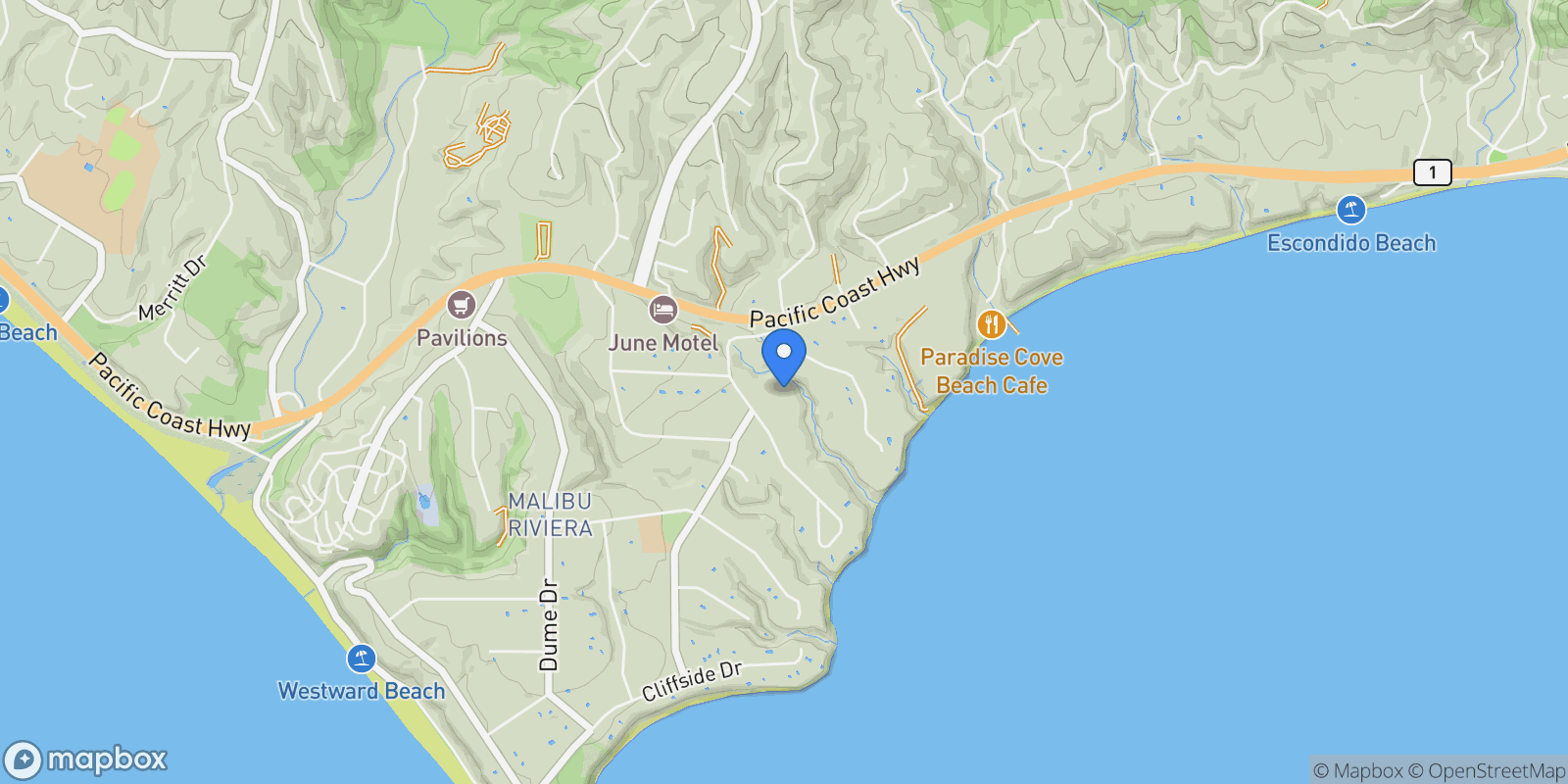 Map showing 6708 Wildlife Road, Malibu, California, United States.