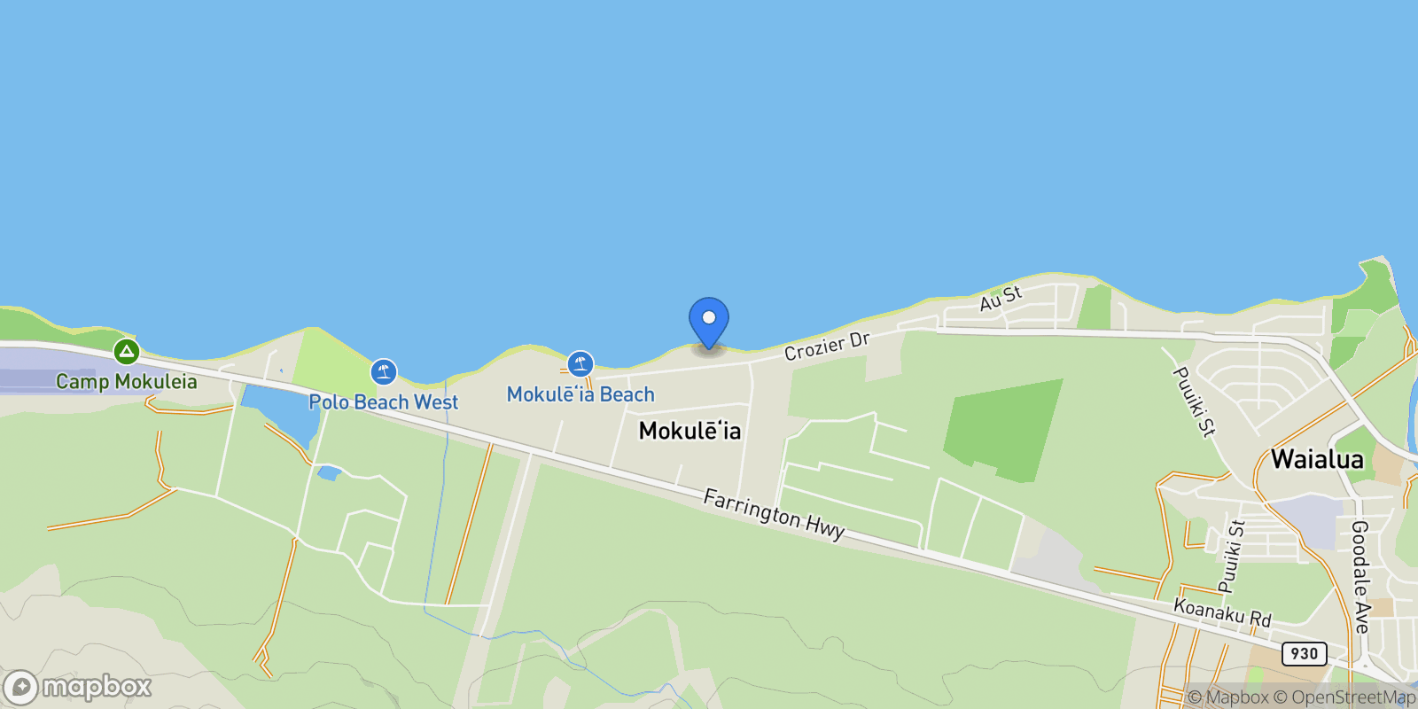 Map showing 68-603 Crozier Drive, Waialua, HI 96791, Waialua, Hawaii, United States.