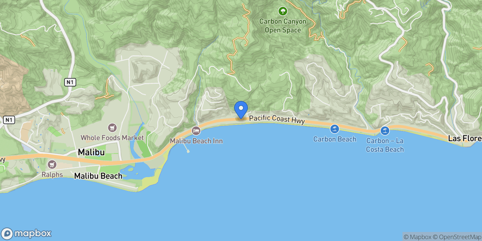 Map showing 22626 Pacific Coast Highway 22, Malibu, California, United States.