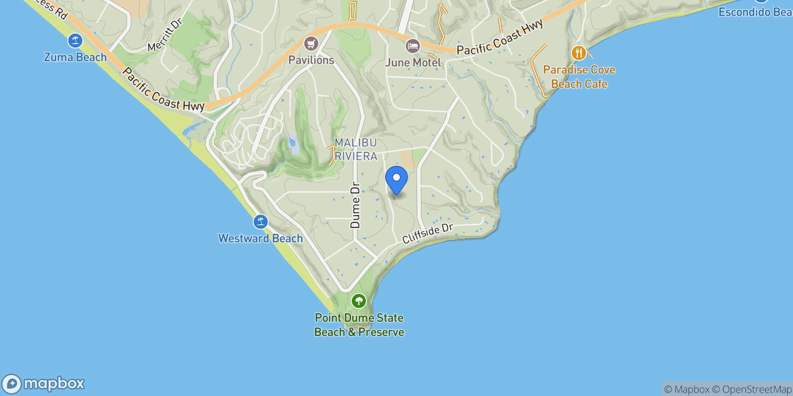 Map showing 7046 Grasswood Avenue, Malibu, California, United States.