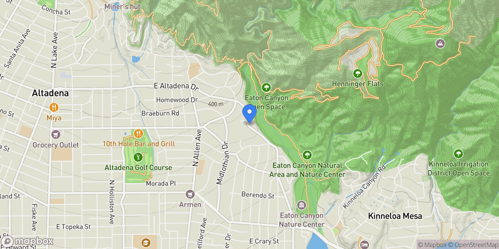 Map showing 2452 N Altadena Drive, Altadena, California, United States.