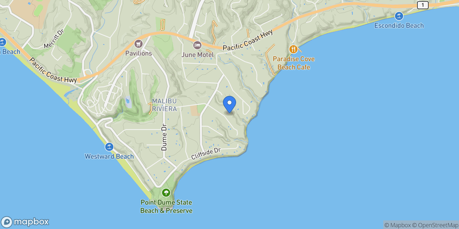 Map showing 28867 Grayfox Street, Malibu, California, United States.