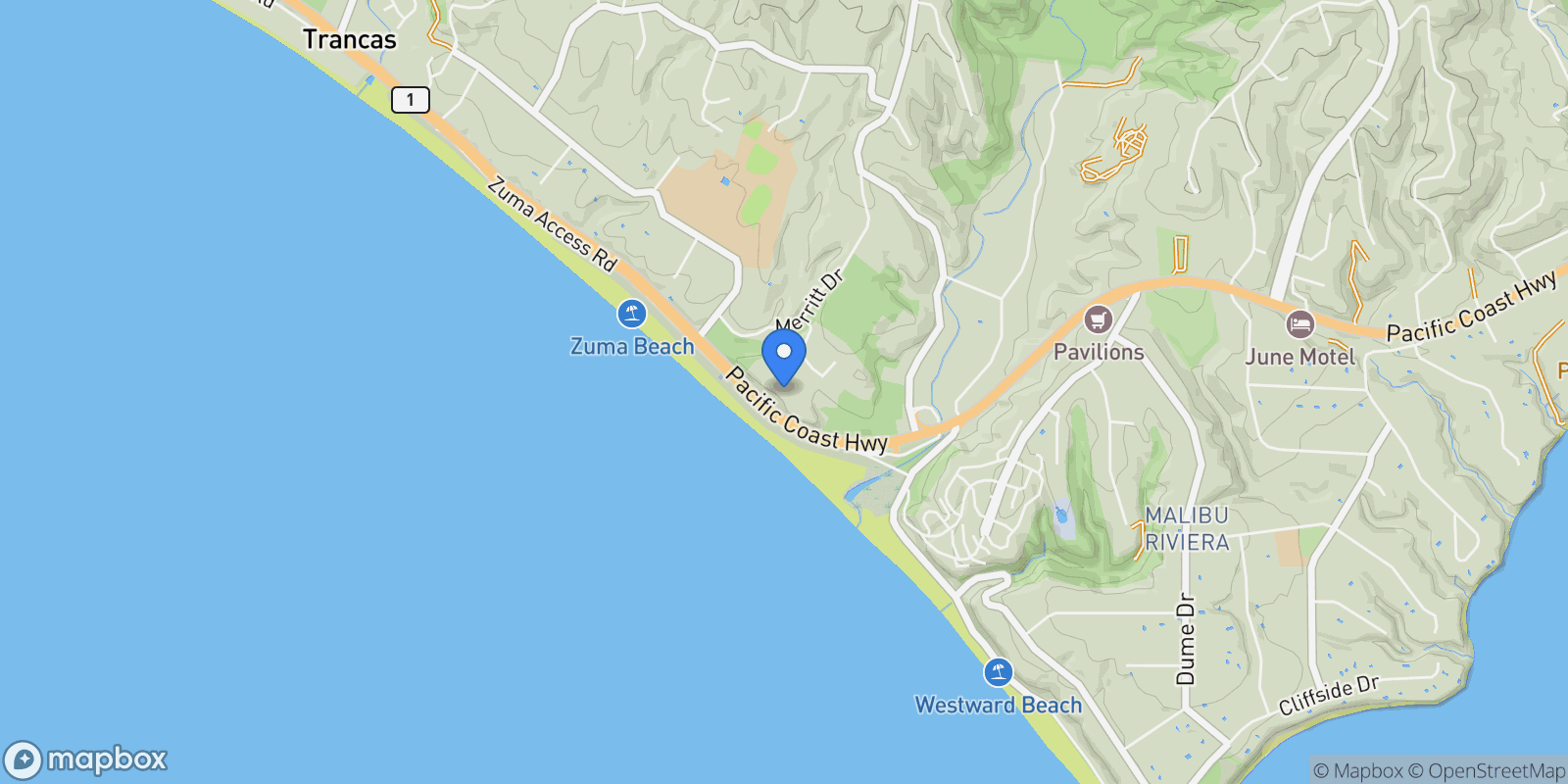 Map showing 29754 Baden Place, Malibu, California, United States.