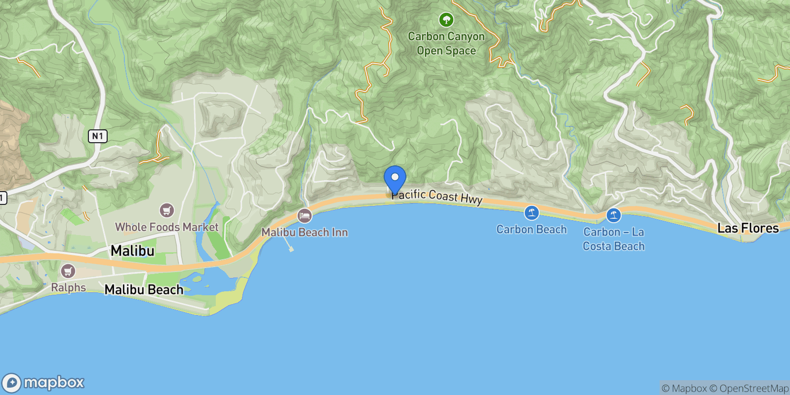 Map showing 22548 Pacific Coast Highway 401, Malibu, California, United States.