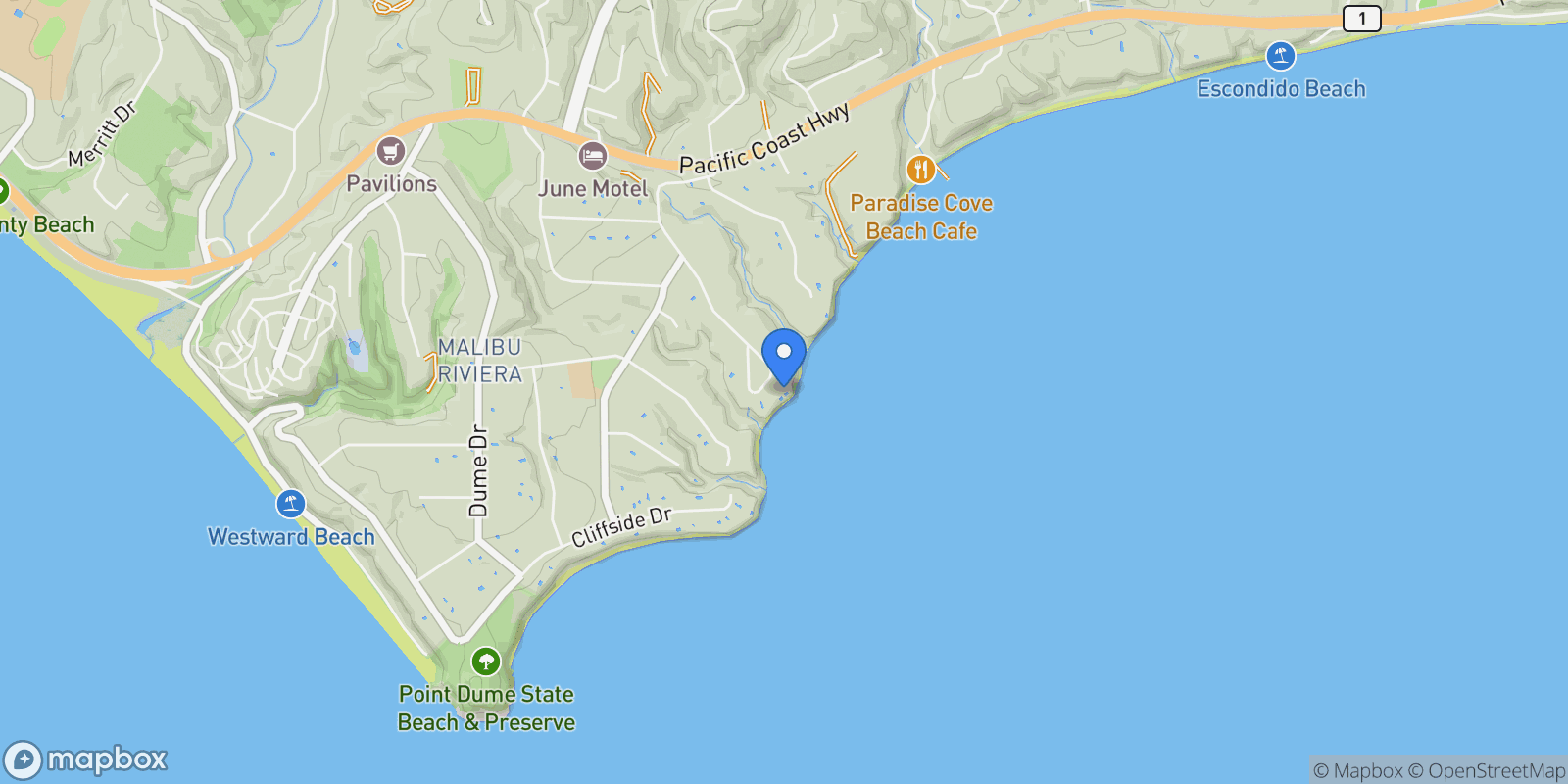 Map showing 6962 Wildlife Road, Malibu, California, United States.