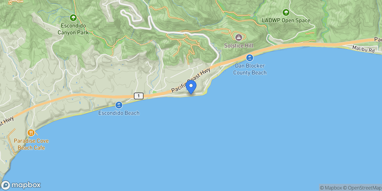 Map showing 26902 Malibu Cove Colony Drive, Malibu, California, United States.