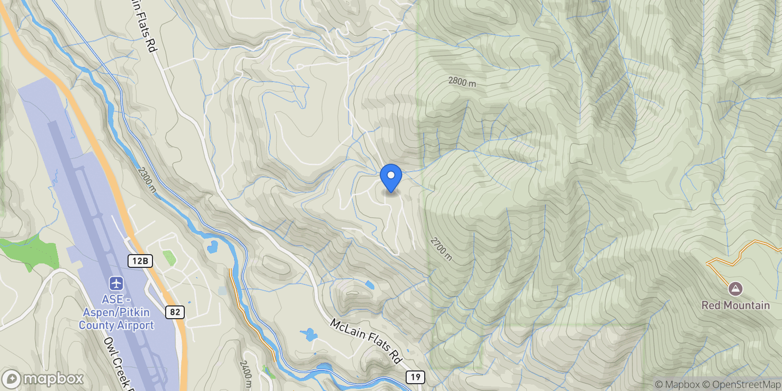 Map showing 156 Eppley Drive, Aspen, Colorado, United States.