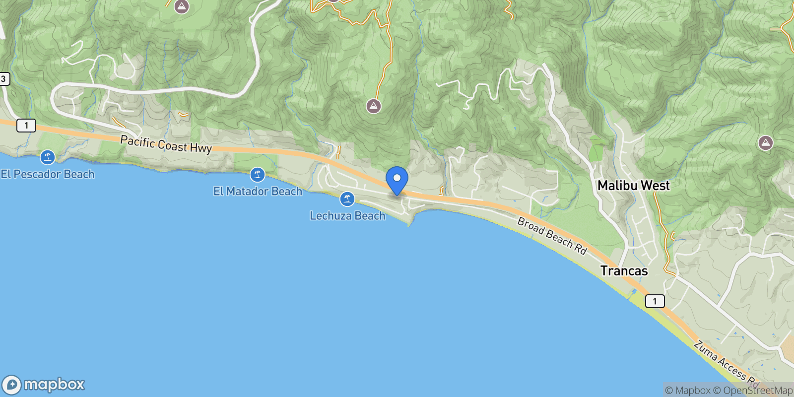 Map showing 31562 Broad Beach Road, Malibu, California, United States.