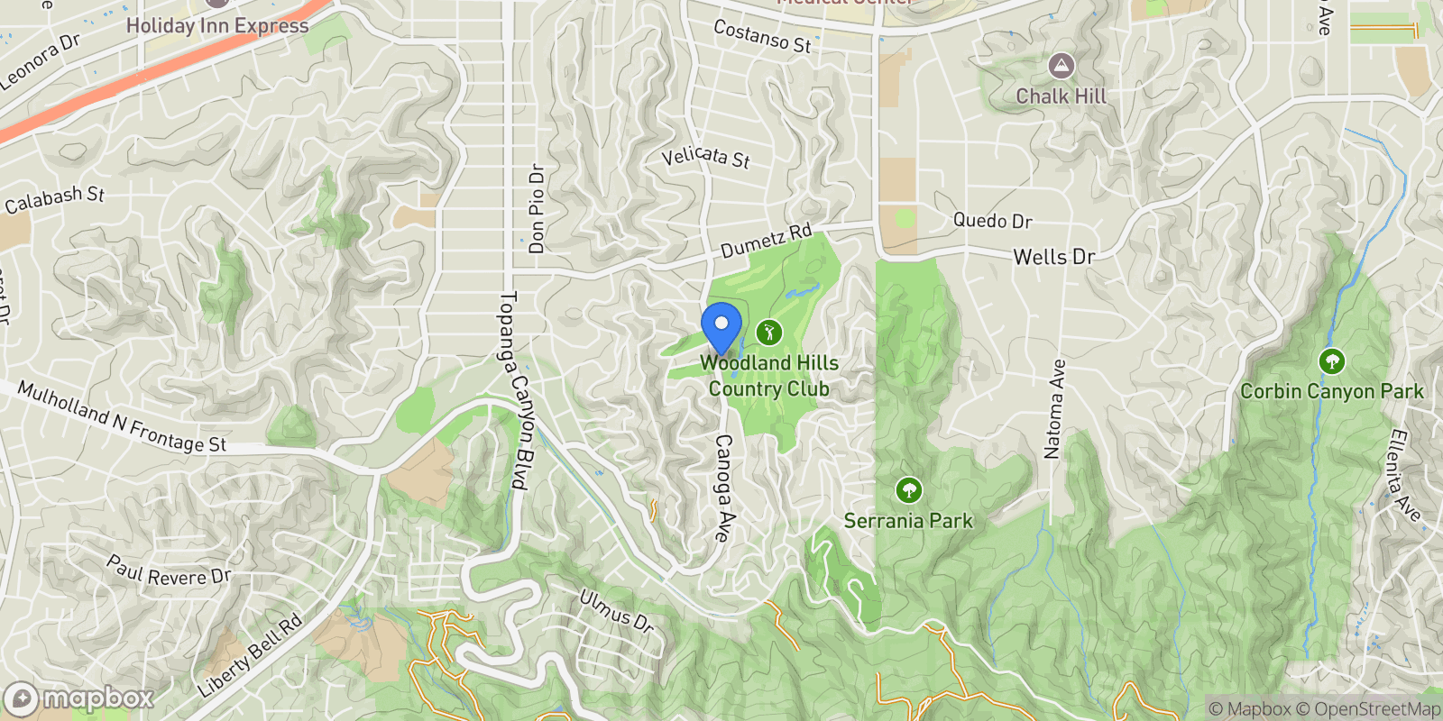 Map showing 4650 Canoga Avenue, Los Angeles, California, United States.