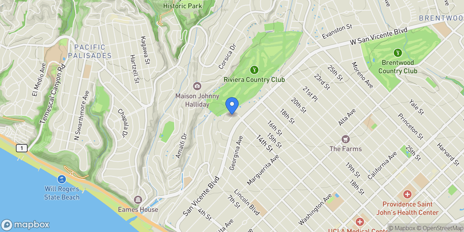 Map showing 859 Woodacres Road, Santa Monica, California, United States.