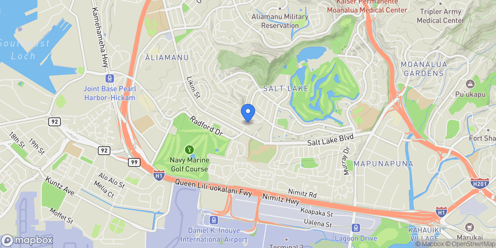 Map showing 3376 Ala Laulani Street, Honolulu, HI 96818, Honolulu, Hawaii, United States.